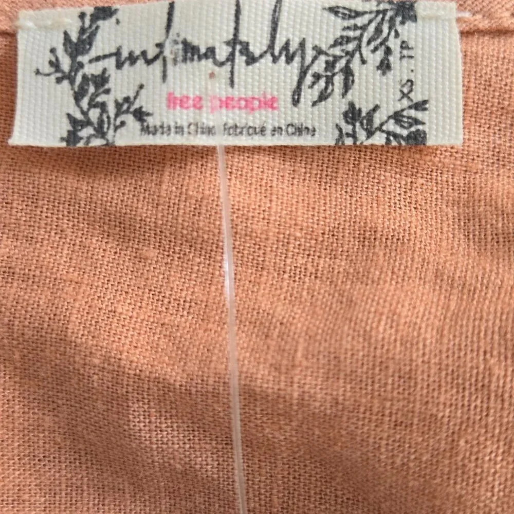 Free People Intimately Free NWT Peach Linen One Shoulder Bodysuit Size XS